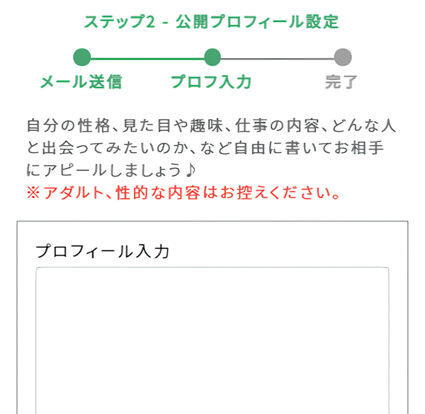 PCMAXのプロフィール入力画面