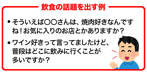 飲食の話題を出す例
